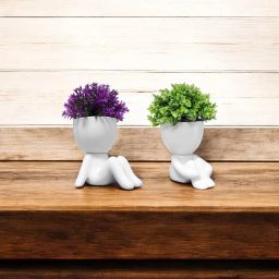 Cute Artificial Mini Wild Plants with Creative Human Shaped Pots Wild Artificial Plant with Pot-image-116