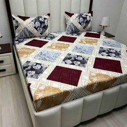 Pure Decor Amulya White & Brown Printed Microfiber 220 TC Queen Bedsheet Set 2.28m X 2.54m-image-55