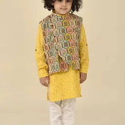 LIL PITAARA Boys Ethnic Motifs Printed Regular Pure Cotton Kurta with Pyjamas-21