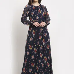 La Zoire Floral Print Georgette Maxi Dress-picture-18