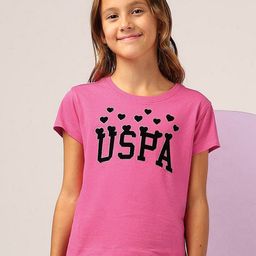 U.S. Polo Assn. Kids Girls Typography Printed Round Neck Relaxed Fit T-shirt-image-56