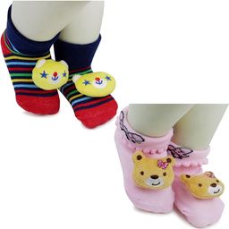 NESKA MODA 6 To 12 Months Baby Set Of 2 Pair Cotton Anti Slip Face Ankle Socks/ Booties-image-96