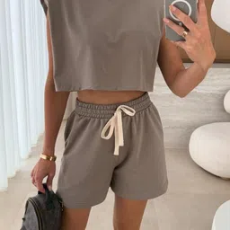 MIAKEE Round Neck Top With Shorts Co-Ords-image-10