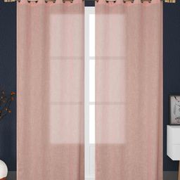 Banchmark Home Furnishings Pink Set of 2 Sheer Window Curtain-54
