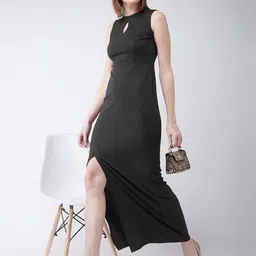 Mast & Harbour Women Keyhole Neck Slits Maxi Dress-picture-0