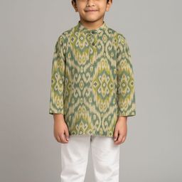 Sangria Boys Green Cotton Mandarin Collar Printed Long Sleeves Ethnic Kurta Sets-picture-40