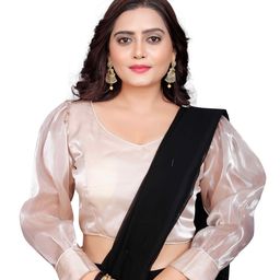 HERE&NOW V Neck Plated Saree Blouse-image-11