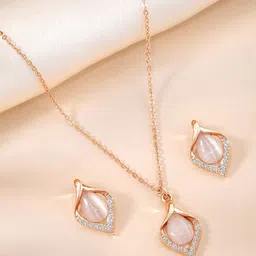 Peora Rose Gold-Plated CZ-Studded Jewellery Set-54