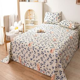 JC HOME Off White & Blue 140 TC King Bedsheet with 2 Pillow Covers-image-76