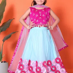 BAESD Girls Patchwork Ready to Wear Lehenga & Blouse With Dupatta-image-92