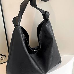 LULU & SKY PU Oversized Structured Hobo Bag with Fringed-17