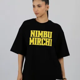 No Nazar Printed Oversized Cotton T-shirt-image-83