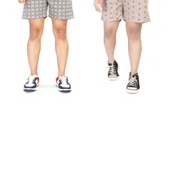 UNOseven Shorts for Boys - Side Pockets PC2 (Beige,GreyChx) - Size 7-8 Years-57