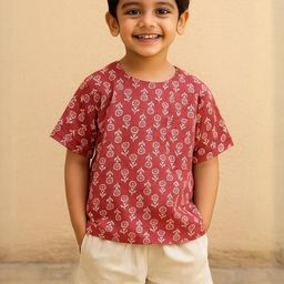 Pum Pum Boys Floral Printed Round Neck Cotton Tshirt-image-57