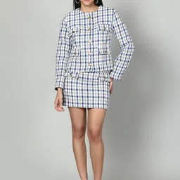 Fashion Gaiia Checkered Jacket & Skirt Co-Ord Set-picture-51