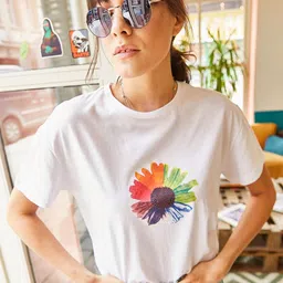 Olalook Women Graphic Printed Round Neck Cotton T-shirt-image-27