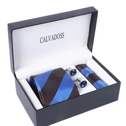 Calvadoss Men Tie, Cufflinks, Pocket Square Accessory Gift Set-image-35