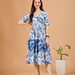 DressBerry Floral Print Fit & Flare Midi Dress-image-52