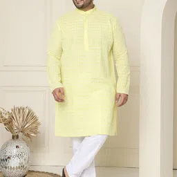 SOJANYA PLUS Men Ethnic Motifs Embroidered Regular Thread Work Pure Cotton Kurta with Pyjamas-10