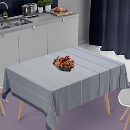 HOME COLORS.IN Navy Blue Striped 4-Seater 1.53 m x 1.53 m Cotton Table Cover-41