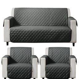 HOKIPO Polyester Quilted Anchor Grey 5 Seater Sofa Mat-image-40