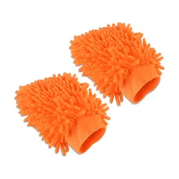 Aura 2-Pcs Orange-Coloured 100 GSM Double Sided Car Washing Gloves-image-22