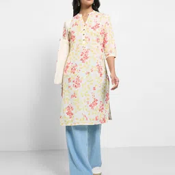 RANGMANCH BY PANTALOONS Women Floral Printed Daily Cotton Straight Kurta-image-74