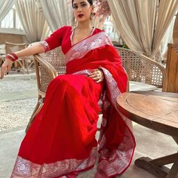 CANBIA Zari Silk Blend Banarasi Saree-image-18