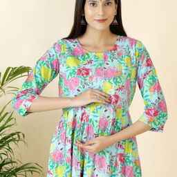 Moda Rapido Women Cotton Printed Maternity Anarkali Kurta With Zipper-picture-18