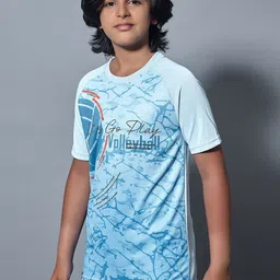 Technosport Boys Typography Printed Antimicrobial Applique Slim Fit T-shirt-image-24