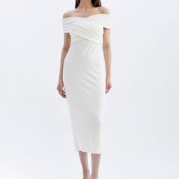 DeFacto Women Off-Shoulder Bodycon Midi Dress-image-43