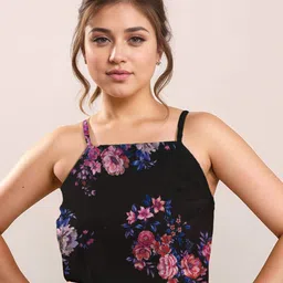 Zink London Black Floral Prints Sleeveless Top-image-65