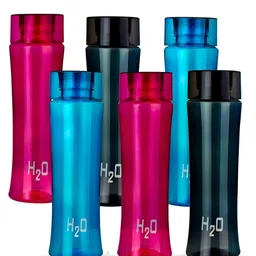 Aura Pink & Blue Set of 6 Plastic Printed Water Bottle-30