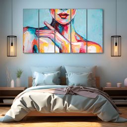 The Castle Decor Blue & Orange 5 Piece Wood Other Wall Paintings-image-80