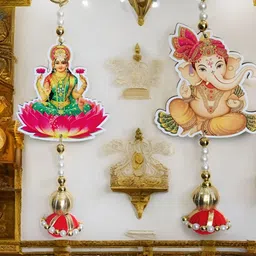 GADINFASHION Pink & Green Lakshmi & Ganesha Door Hanging Torans-picture-54