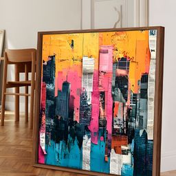 Myntra Elegant Homes Yellow & Blue 1 Piece Canvas Abstract Wall Paintings-image-90