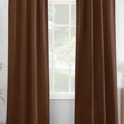 HOMEMONDE Brown 2 Pieces Black Out Door Curtains-image-89