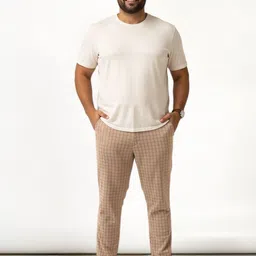 The Pant Project Men Checked Comfort Slim Fit Wrinkle Free Trousers-picture-22