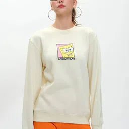 Bonkers Corner Women Off White SpongeBob Printed Sweatshirt-image-46