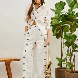 Pink Paprika by SASSAFRAS Embroidered Shirt Collar Pure Cotton Shirt & Trousers Co-Ords-picture-36