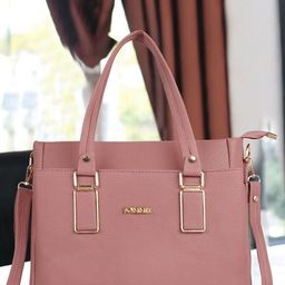 FOMMIL Satchel Self Design With Buckle Detail Handbag-image-4
