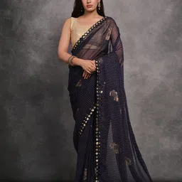 Mitera Ethnic Motifs Mirror Work Saree-image-68