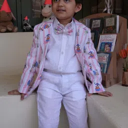 Funny Bones Clothings Boys Printed Tailored-Fit Single-Breasted Sultans Four-Piece Suit-image-20