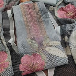 SHADOW & SAINING Floral Embroidered Organza Unstitched Dress Material-image-98