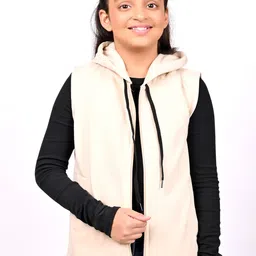 BAESD Girls Hooded Solid Fleece Casual Open Front Jacket-image-86