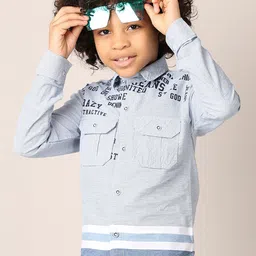 V-Mart Boys Printed Pure Cotton Shirt With Jeans-21