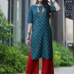 Moda Rapido Selection Of 4 Bandhani Printed Round Neck Straight Kurta-image-85