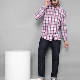 COBB Men Slim Fit Tartan Checks Opaque Checked Casual Shirt-image-17