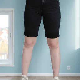 DressBerry Basics Women Washed High-Rise Denim Denim Shorts-image-20