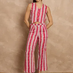 all about you Striped V-Neck Sleeveless Waistcoat With Trouser-picture-14